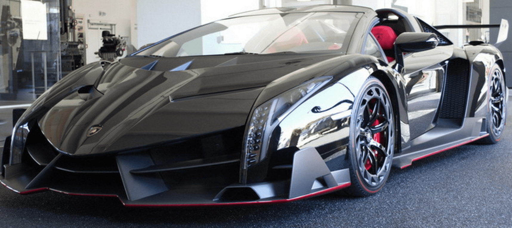 Lamborghini Veneno Roadster.Polish black carbon red leather (Nero ...